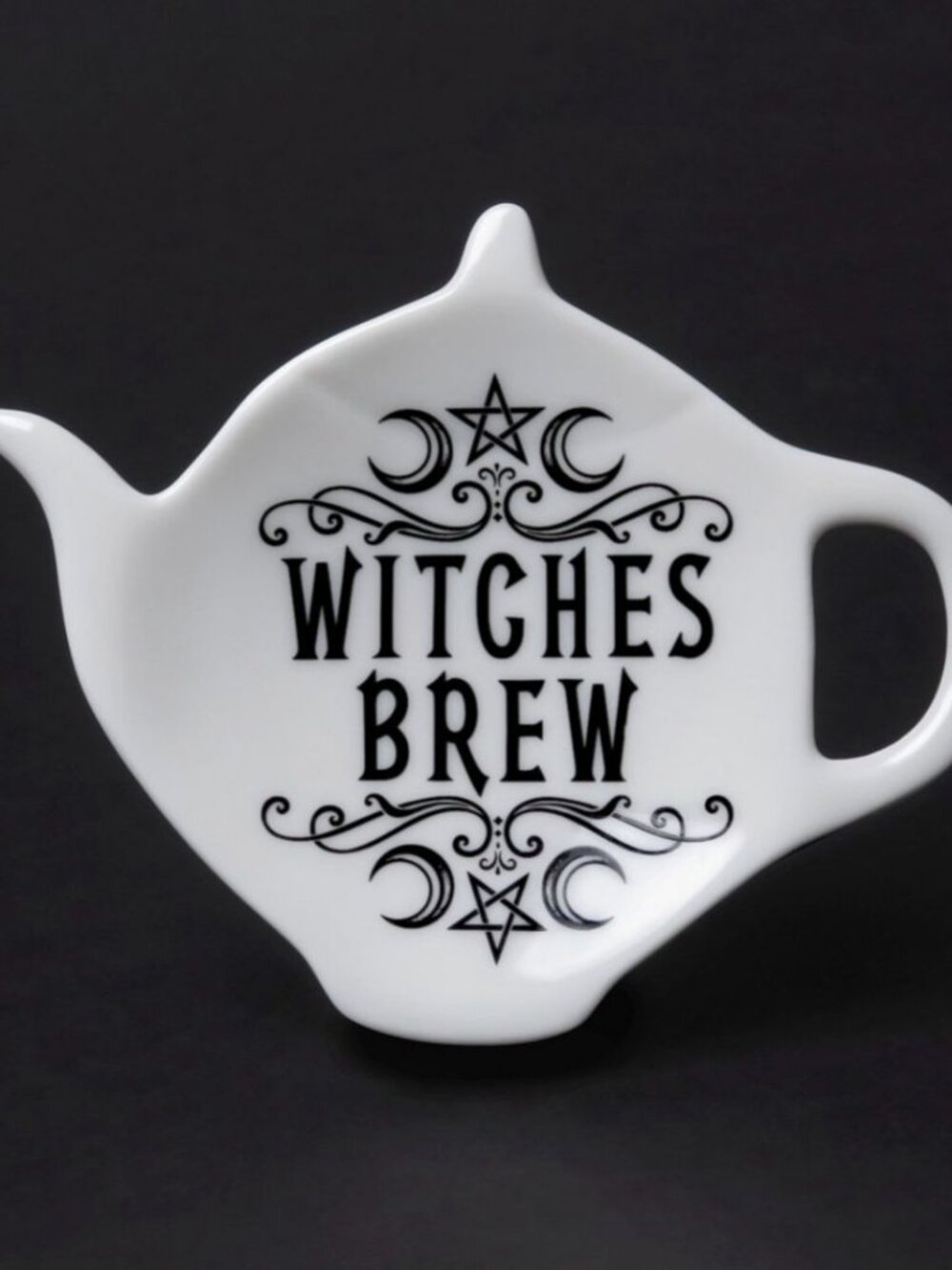 Alchemy Gothic ✦ Witches Brew Tea Bag & Spoon Rest ✦ Bone China Decor NWT